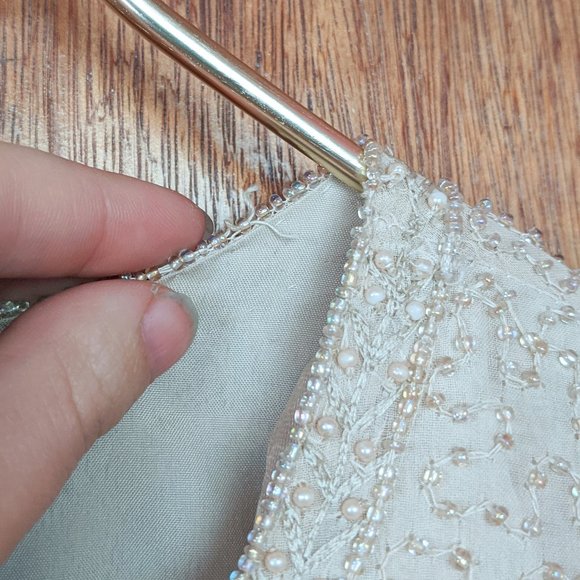 Vintage 90s Cream Beaded Two Piece Tank Top And Evening Jacket Set - Picture 14 of 15